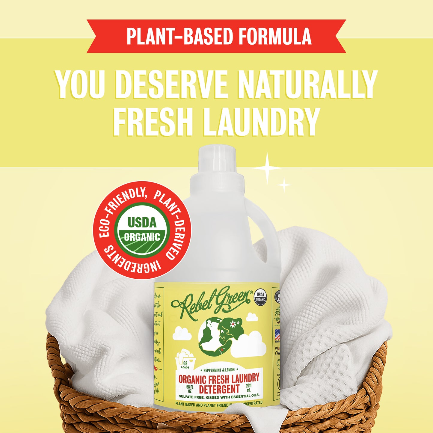 Organic Fresh Laundry Detergent - Peppermint & Lemon 68 oz (2 pk)