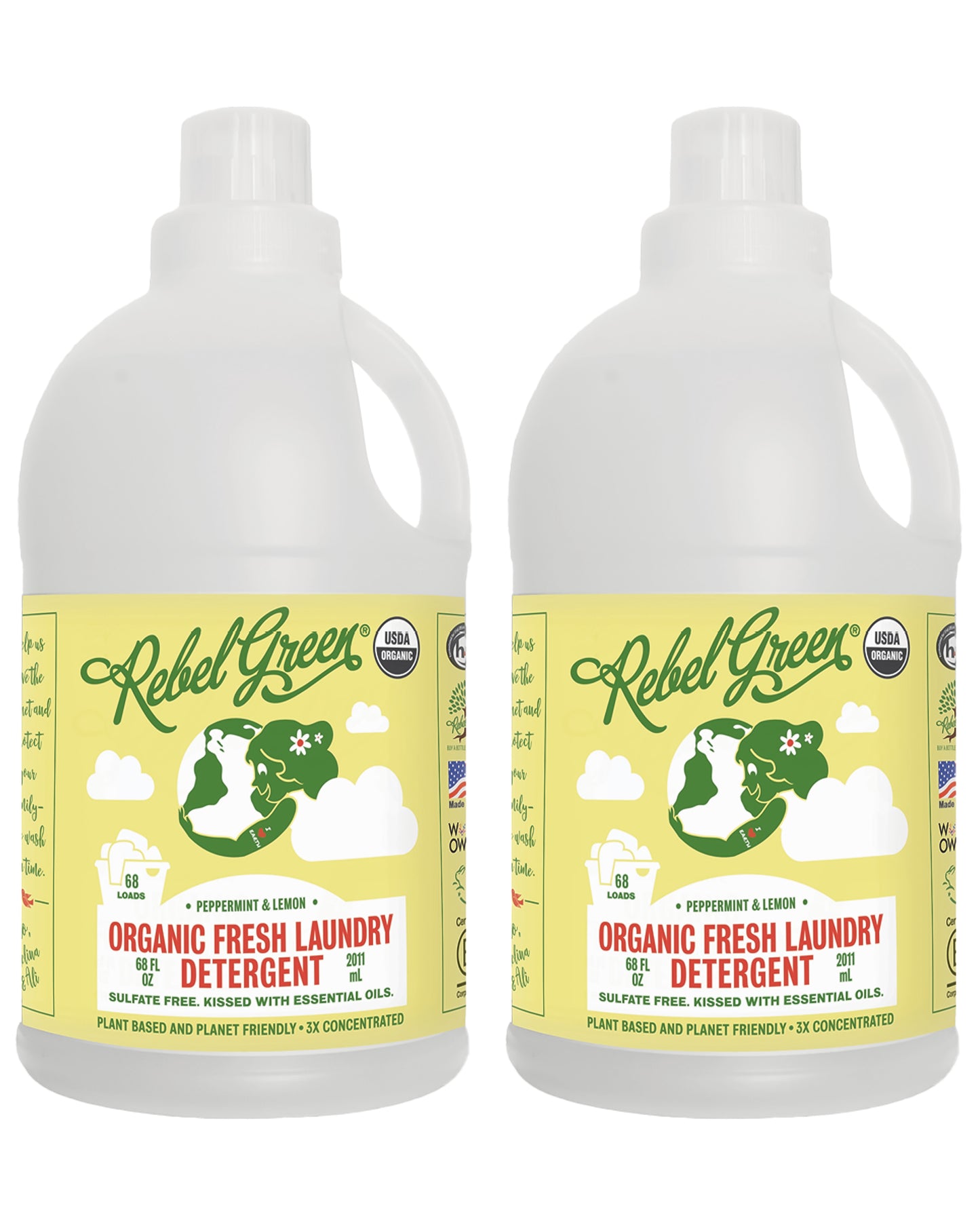 Organic Fresh Laundry Detergent - Peppermint & Lemon 68 oz (2 pk)
