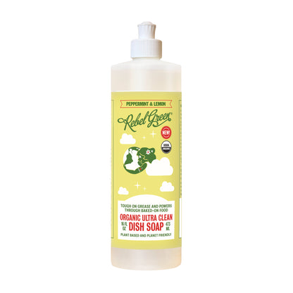 Organic Ultra Clean Dish Soap - Peppermint & Lemon 16oz