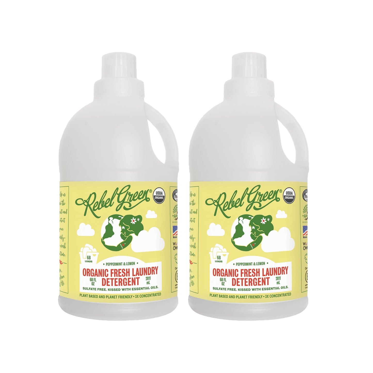 Organic Fresh Laundry Detergent - Peppermint & Lemon 68 oz (2 pk)
