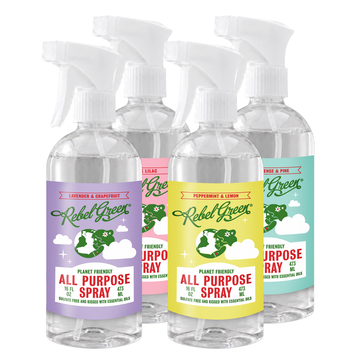 All Purpose Spray - 16oz Variety 4-Pack (Lavender & Grapefruit, Frankincense & Pine, Peppermint & Lemon, Pink Lilac)