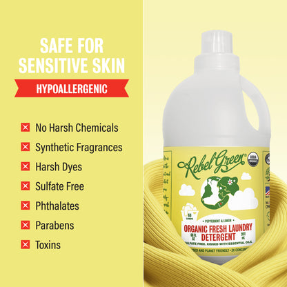 Organic Fresh Laundry Detergent - Peppermint & Lemon 68 oz (2 pk)