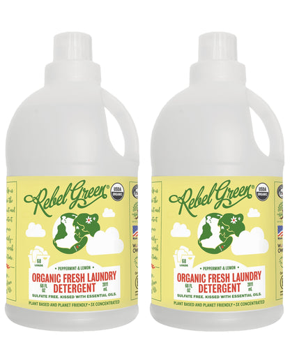Organic Fresh Laundry Detergent - Peppermint & Lemon 68 oz (2 pk)