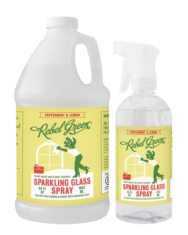 Sparkling Glass Spray - Peppermint & Lemon- 16 oz + 64 oz Refill